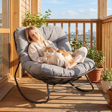 Outdoor Papasan Rocking Chair, Oversized Egg-Shaped Rocker