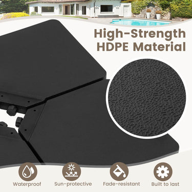 Patio Offset Umbrella Base 100 kg Capacity Heavy Duty 4 Piece Square Plate Set