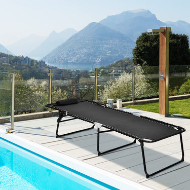 Oversized Portable Lay Flat Reclining Chair with 4-Level Backrest
