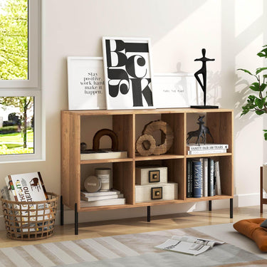 6-Cube Wooden Open Bookshelf with 5 Metal Legs
