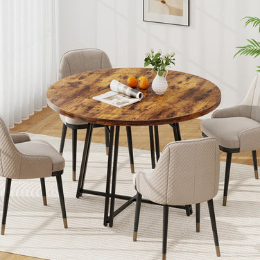118cm Dining Table for 4-6 People Round Kitchen Table with 8 Metal Supporting Legs
