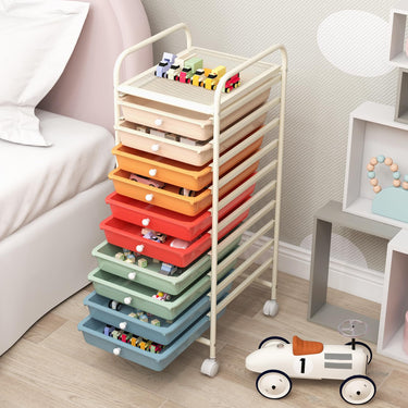 10 Drawers Rolling Storage Trolley Organizer Cart with Wheels