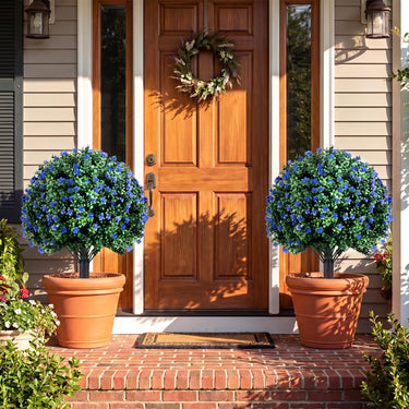 2 Pack Artificial Camellia Boxwood Topiary Ball Trees