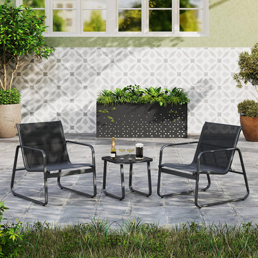3 Pieces Patio Conversation Set, Outdoor Metal Chair & Table Set