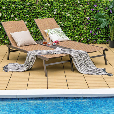 2-Person Patio Chaise Lounge, Outdoor Double Recliner Chair w/Middle Panel