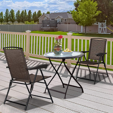 2/4 PCS Patio Folding Chairs, Adjustable Backrest Chairs with Armrest, Portable Deck Lounge Chairs with Steel and Textilene - PatiojoyAU