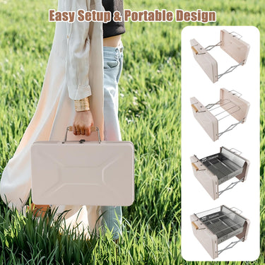 Portable Charcoal BBQ Grill Foldable Body & Charcoal Box