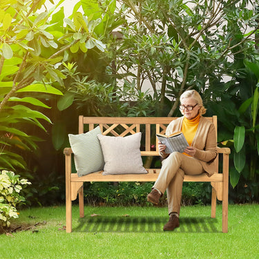 Foldable Garden Acacia Wood Bench, Solid Wood Patio Bench w/Galvernized Hardware - PatiojoyAU