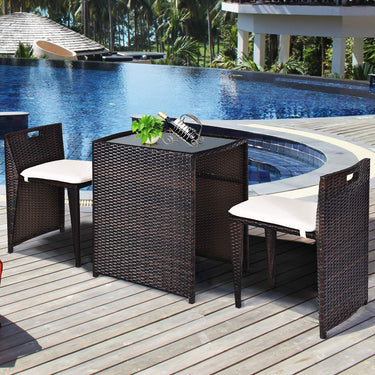 3PCS Cushioned Patio Rattan Set, Outdoor Wicker Conversation Set - PatiojoyAU
