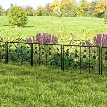8 Panels Decorative Garden Fence, 464cm (L) x 60cm (H) Outdoor Animal Barrier for Dogs - PatiojoyAU