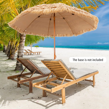 8 FT Thatched Tiki Umbrella Hawaiian Style Outdoor Hula Umbrella w/8 Metal Ribs