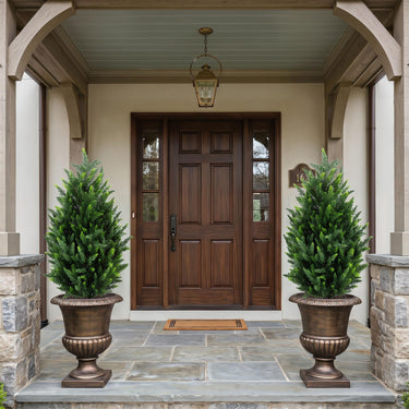 2 Pack Artificial Cypress Topiary Trees 90cm Faux Cone Bushes