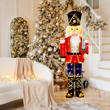 157 CM Lighted Nutcracker Soldier Outdoor Christmas Decoration with Glitter Sword