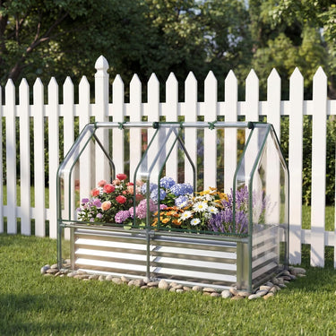 120 x 30 x 60 cm Galvanized Raised Garden Bed w/Greenhouse Cover
