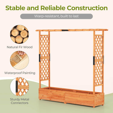 Raised Garden Bed with 2-Sided Trellis & Hanging Roof