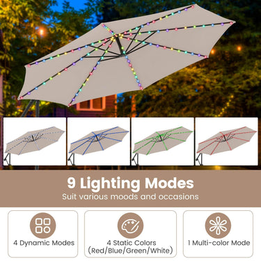 3 m Solar Offset Hanging Umbrella with Base