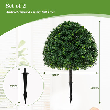 70 cm Artificial Boxwood Topiary Ball Tree Set with Ground Spike