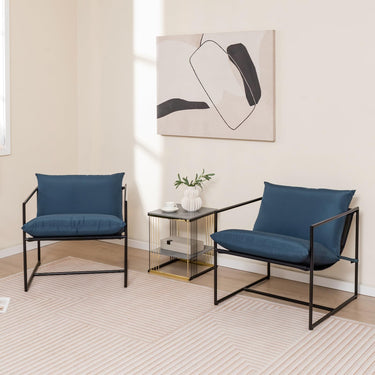 2 Pieces Sling Accent Chair, Indoor Outdoor Leisure Chair w/Seat & Back Cushions - PatiojoyAU