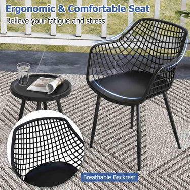 3 Piece Patio Bistro Chair Set Indoor Outdoor Metal Furniture Set
