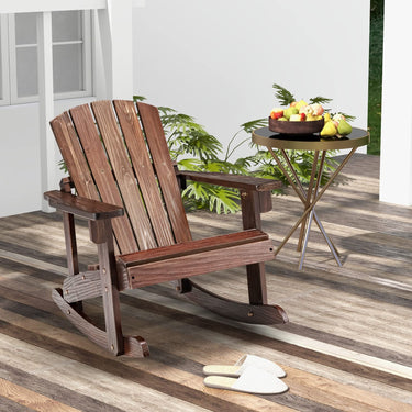 Adirondack Rocking Chair, Outdoor Adirondack Rocker with Slatted seat, Smooth Rocking Feet, 50 kg Weight Capacity