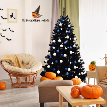 Artificial Christmas Tree, Unique Black PVC Needles, Solid Metal Stand