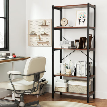5-Tier Bookshelf Bookcase with Metal Frame and Dual Anti-Tipping Kits