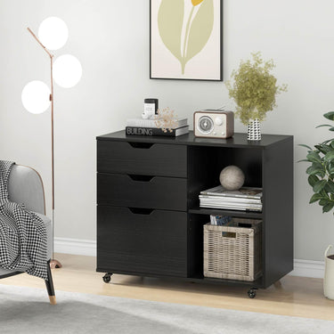 3-Drawer File Cabinet Mobile Printer Stand Cabinet with Adjustable Shelf