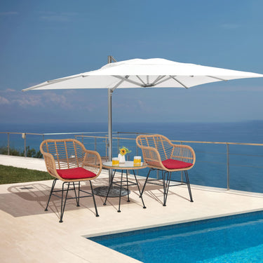 Patio Bistro Set, Outdoor PE Rattan Armchairs with Tempered Glass Coffee Table - PatiojoyAU
