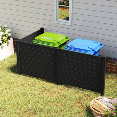 3 Panels Air Conditioner Fence, Outdoor Privacy Fence Cover w/Metal Ground Stakes