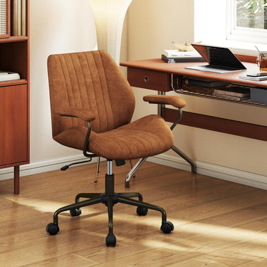 Office Chair Swivel Computer Chair Suede Fabric with Padded Arms