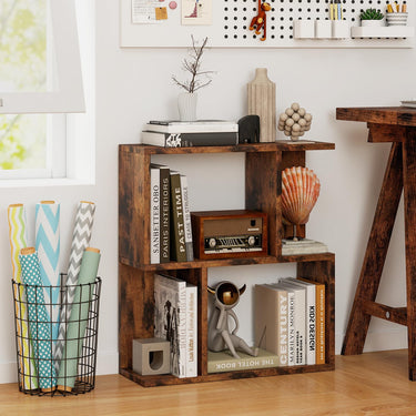 3-Tier Bookshelf Display Shelf for Small Space Wooden Nightstand
