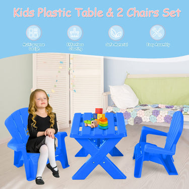 Kids Plastic Table with 2 Adirondack Chairs Set
