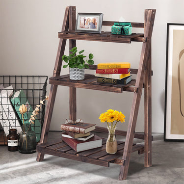 3-Tier Foldable Plant Stand, Flower Pot Bonsai Holder Display Ladder Shelf for Home Balcony