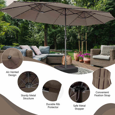 4.7M Double Sided Patio Umbrella with Solar Lights