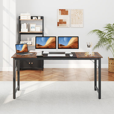 160 cm Computer Desk, Heavy Duty Metal Frame Laptop Table