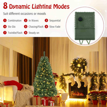 1.8/2.1/2.4M Christmas Tree with 568/830/1182 PVC Branch Tips and 200/250/400 Warm White LED Lights