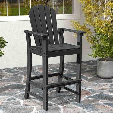 Outdoor 77cm Seat Height HDPE Bar Stool with High Backrest