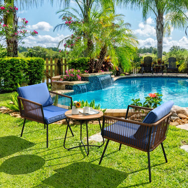 3 Pieces Patio Furniture Set, Outdoor Conversation Chair Set with Coffee Table