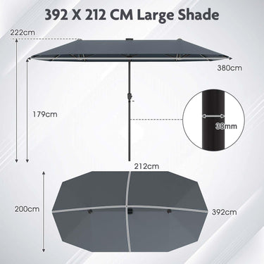 3.9 m Large Patio Umbrella with LED Solar Lights