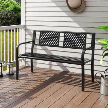 Outdoor Metal Loveseat Chair for Porch 2-3-Person Patio Bench