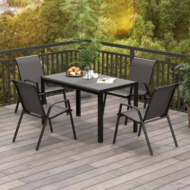 Patio Rattan Chairs Set of 4, Stackable Dining Chair Set with Wicker Woven Backrest & Seat - PatiojoyAU