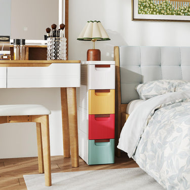 Narrow Storage Cabinet with 4-Drawer Rolling Organiser