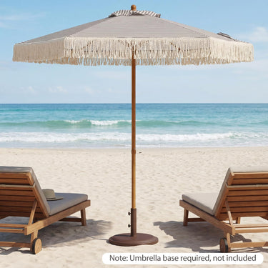 2.1m Patio Umbrella with Fringe, Sun-Protective Polyester Canopy, Cute Beach Umbrella, Market Table Umbrella