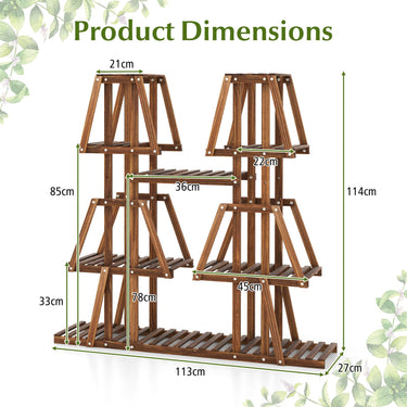 Wood Plant Stand, Indoor Outdoor Trapezoid Plant Rack for Multiple Plants - PatiojoyAU