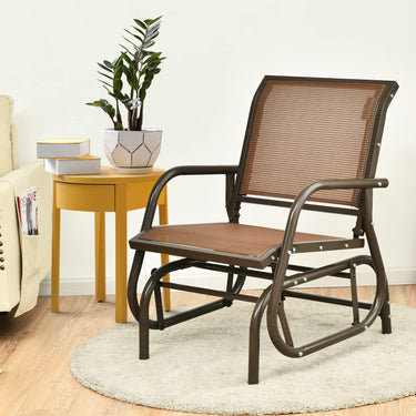 Swing Glider Chair, Outdoor Rocking Chair w/Study Metal Frame, Comfortable Single Glider Patio Chair for Garden