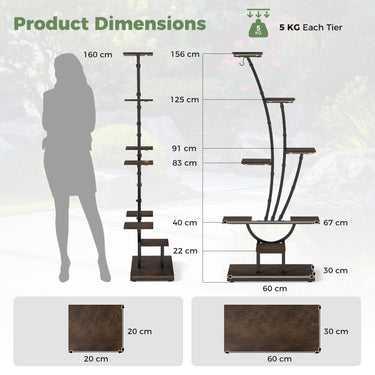 Indoor Plant Stand with Grow Lights, 156CM Tall 8-Tier Corner Metal Plant Shelf