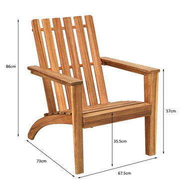 Wood Adirondack Chair, Patio Lounge Chair with Ergonomic Backrest and Armrest - PatiojoyAU