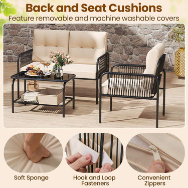 4 Pieces Patio Furniture Set with Loveseat