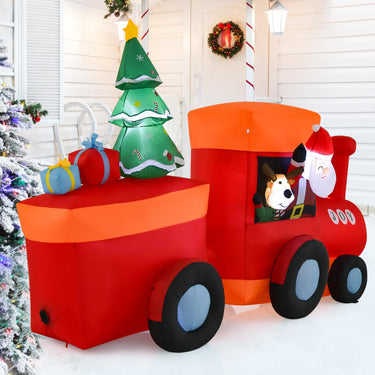 2.6M Christmas Inflatable Santa Train Outdoor Led Yard Display
