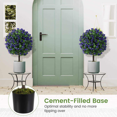 2 PCS 38 CM Artificial Plant Boxwood Topiary Ball, Faux Lavender Decorative Balls